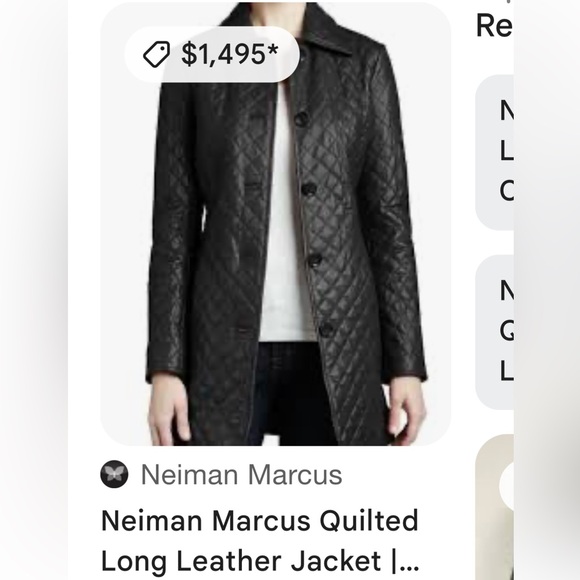 Neiman Marcus Quilted Long Leather Jacket Size Small - Picture 2 of 8